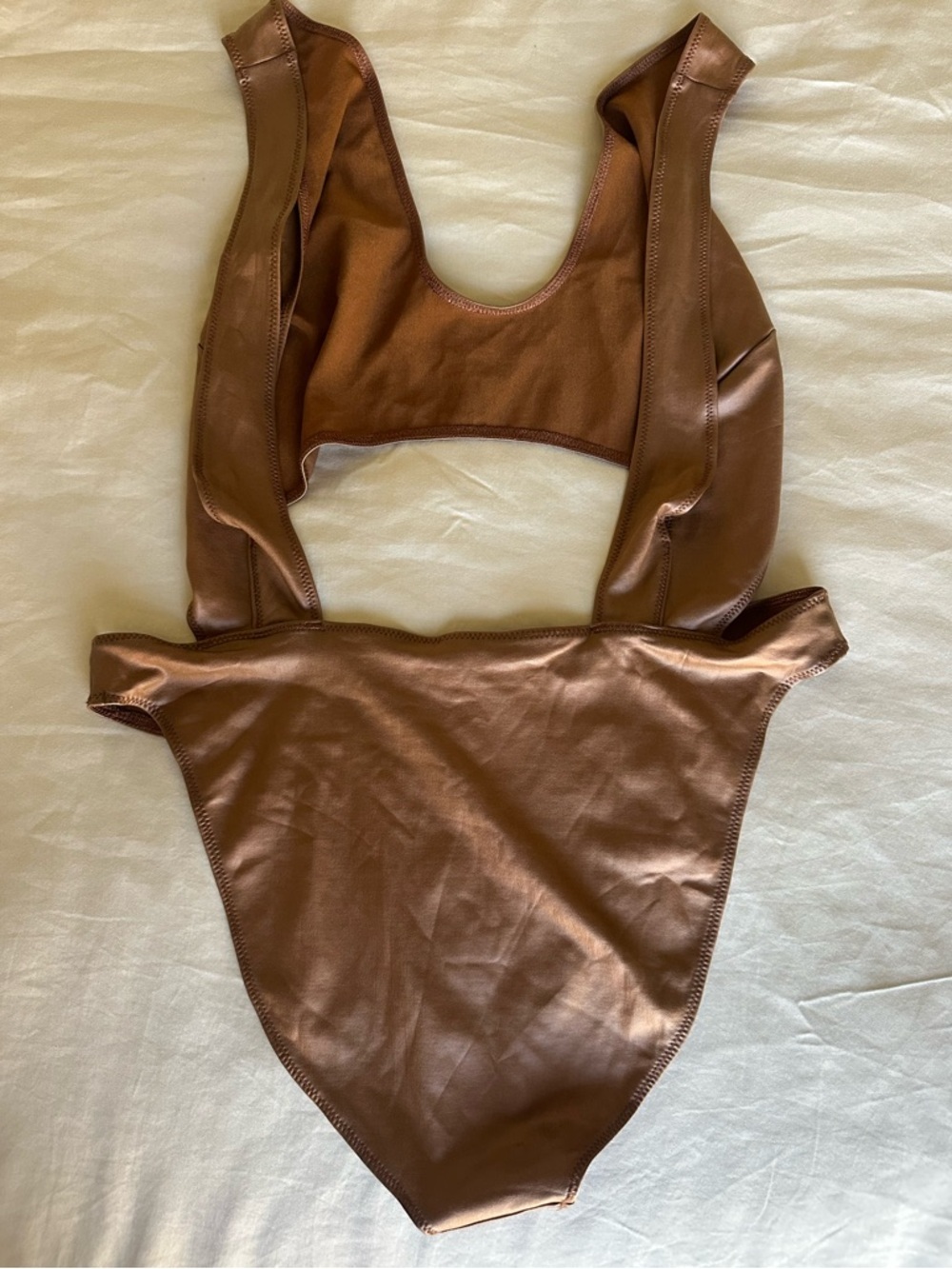 Skims Wet Jersey Cutout One Piece Swimsuit Bodysuit Copper 2XL NWT - Picture 3 of 11